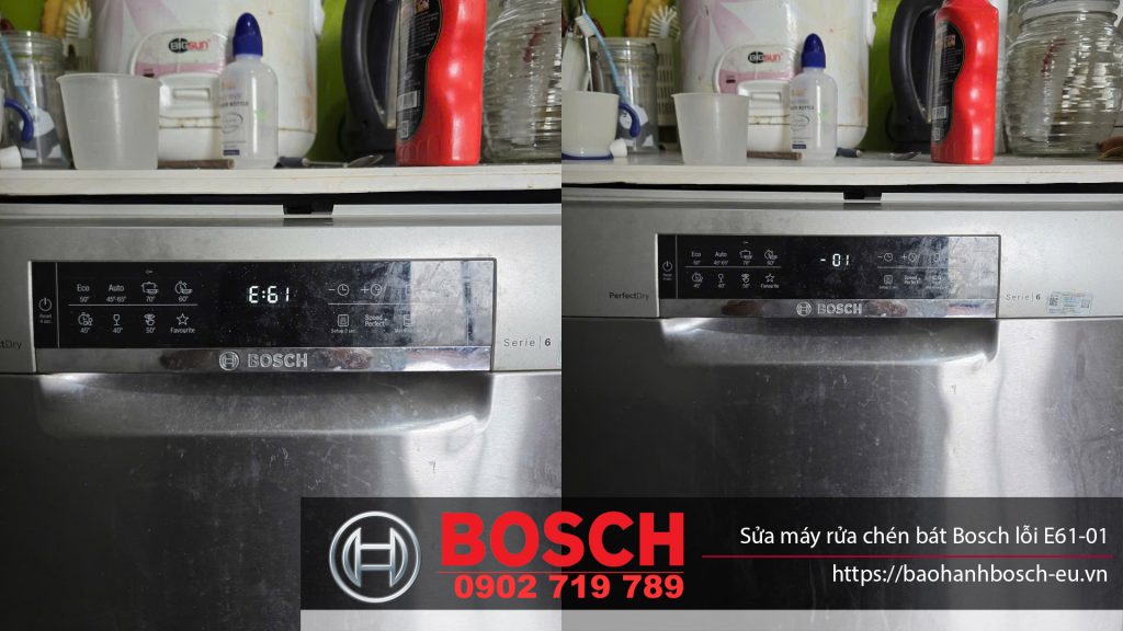 lỗi E61-01 máy rửa chén bát Bosch